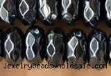 CRB5712 15 inches 5*8mm faceted rondelle AB-color black agate beads