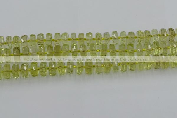 CRB574 15.5 inches 7*12mm faceted rondelle lemon quartz beads