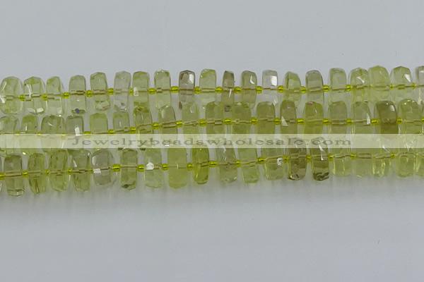 CRB576 15.5 inches 8*16mm faceted rondelle lemon quartz beads