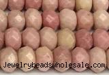 CRB5807 15 inches 4*6mm, 5*8mm faceted rondelle pink wooden jasper beads