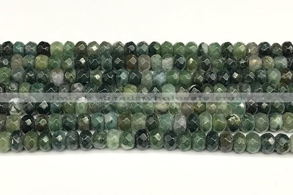 CRB5817 15 inches 4*6mm, 5*8mm faceted rondelle moss agate beads