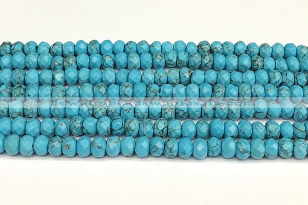 CRB5828 15 inches 4*6mm, 5*8mm faceted rondelle imitation turquoise beads