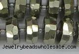 CRB600 15.5 inches 8*16mm faceted rondelle pyrite beads