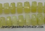 CRB606 15.5 inches 7*12mm faceted rondelle yellow opal beads