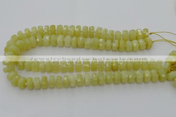 CRB606 15.5 inches 7*12mm faceted rondelle yellow opal beads