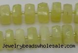 CRB607 15.5 inches 8*14mm faceted rondelle yellow opal beads