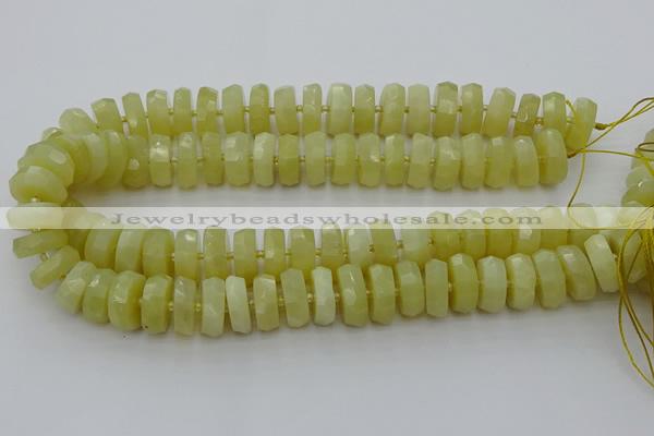 CRB609 15.5 inches 8*18mm faceted rondelle yellow opal beads