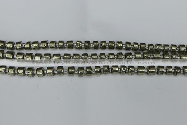 CRB624 15.5 inches 5*8mm tyre pyrite gemstone beads