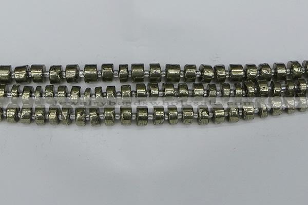 CRB625 15.5 inches 6*10mm tyre pyrite gemstone beads