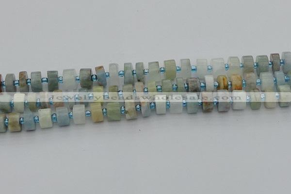 CRB646 15.5 inches 6*10mm tyre aquamarine gemstone beads