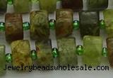 CRB665 15.5 inches 6*10mm tyre green garnet gemstone beads