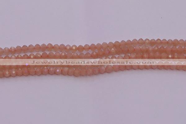 CRB714 15.5 inches 3*4mm faceted rondelle peach moonstone beads