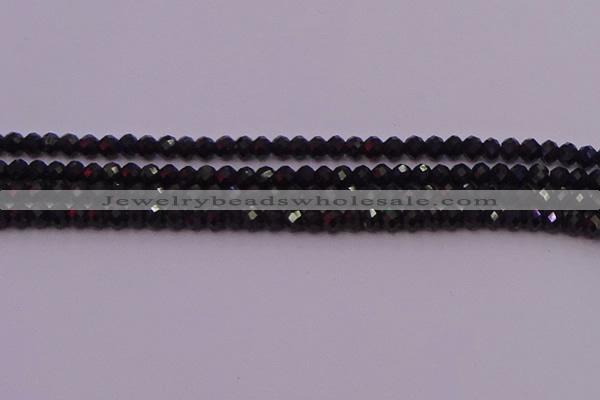 CRB721 15.5 inches 3*4mm faceted rondelle black tourmaline beads