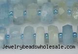 CRB802 15.5 inches 6*10mm faceted rondelle aquamarine beads