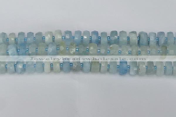 CRB803 15.5 inches 7*12mm faceted rondelle aquamarine beads