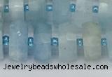 CRB804 15.5 inches 8*14mm faceted rondelle aquamarine beads