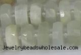 CRB811 15.5 inches 6*12mm faceted rondelle grey moonstone beads