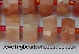 CRB820 15.5 inches 8*14mm faceted rondelle orange moonstone beads