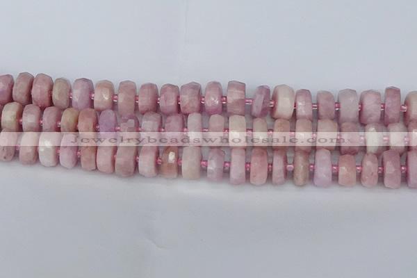 CRB828 15.5 inches 8*14mm faceted rondelle kunzite beads