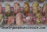 CRB834 15.5 inches 6*10mm faceted rondelle rhodochrosite beads