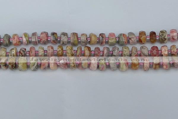 CRB834 15.5 inches 6*10mm faceted rondelle rhodochrosite beads