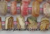 CRB835 15.5 inches 7*12mm faceted rondelle rhodochrosite beads