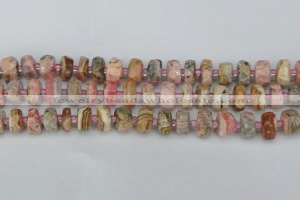 CRB836 15.5 inches 8*14mm faceted rondelle rhodochrosite beads