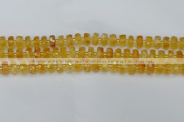 CRB842 15.5 inches 6*10mm faceted rondelle citrine beads