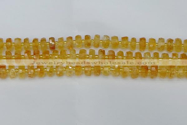 CRB843 15.5 inches 7*12mm faceted rondelle citrine beads