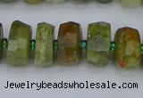 CRB850 15.5 inches 6*10mm faceted rondelle green garnet beads