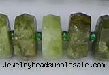 CRB854 15.5 inches 8*18mm faceted rondelle green garnet beads