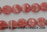 CRC106 15.5 inches 12mm flat round natural argentina rhodochrosite beads