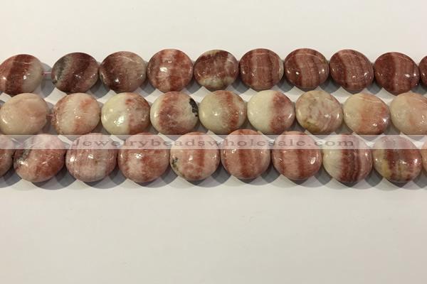 CRC1070 15.5 inches 20mm flat round rhodochrosite beads