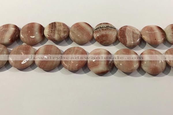 CRC1072 15.5 inches 25mm flat round rhodochrosite beads