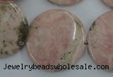 CRC158 15.5 inches 30mm flat round Argentina rhodochrosite beads