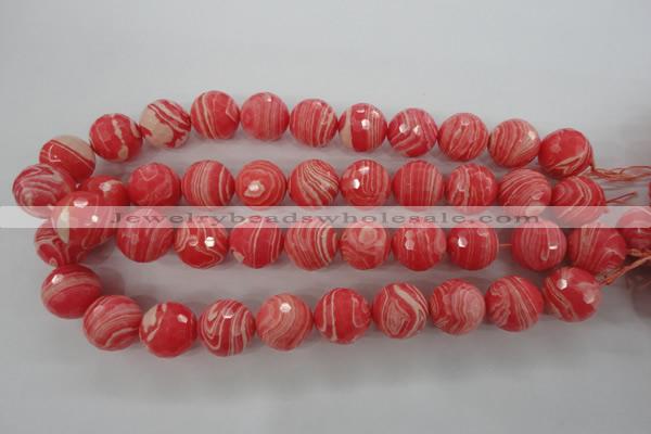 CRC407 15.5 inches 18mm faceted round synthetic rhodochrosite beads