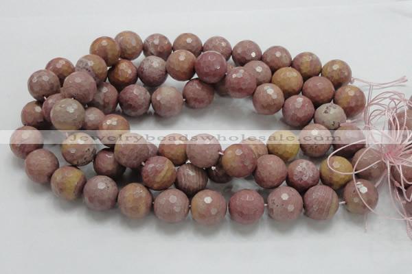 CRC63 15.5 inches 18mm faceted round rhodochrosite gemstone beads