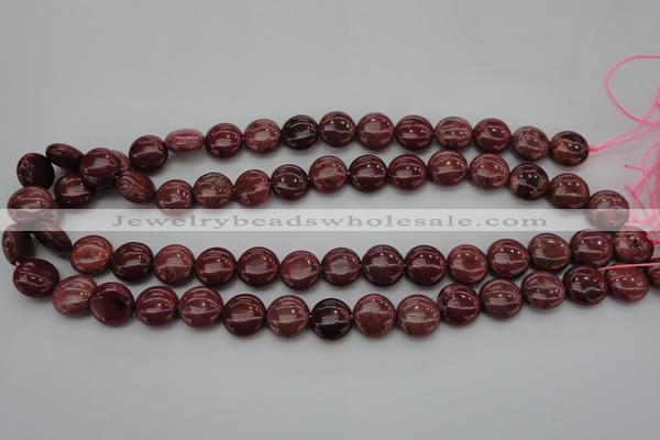 CRC814 15.5 inches 12mm flat round Brazilian rhodochrosite beads