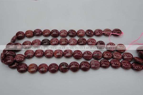 CRC815 15.5 inches 14mm flat round Brazilian rhodochrosite beads