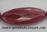 CRC862 15.5 inches 25*50mm faceted oval Brazilian rhodochrosite beads