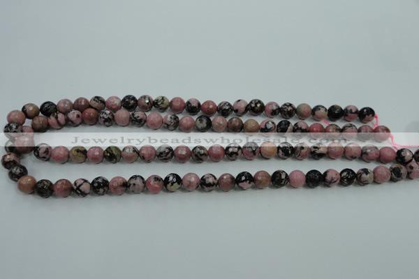 CRD11 15.5 inches 6mm faceted round rhodonite gemstone beads