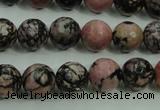 CRD14 15.5 inches 10mm faceted round rhodonite gemstone beads