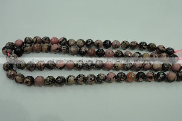 CRD14 15.5 inches 10mm faceted round rhodonite gemstone beads