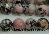 CRD16 15.5 inches 14mm faceted round rhodonite gemstone beads