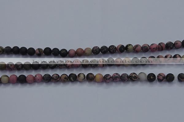 CRD23 15.5 inches 4mm round matte rhodonite beads wholesale