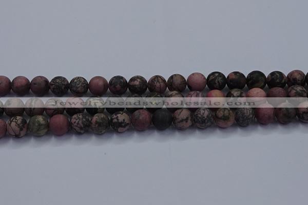 CRD26 15.5 inches 10mm round matte rhodonite beads wholesale