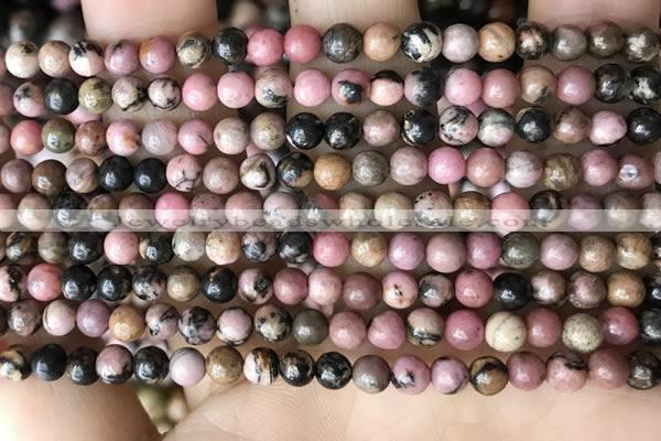 CRD350 15.5 inches 4mm round rhodonite beads wholesale