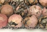 CRD361 15 inches 8mm faceted round rhodonite beads wholesale