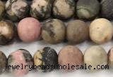 CRD366 15 inches 6mm round matte rhodonite beads