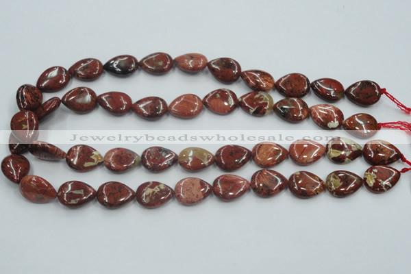 CRE15 16 inches 13*18mm flat teardrop natural red jasper beads wholesale